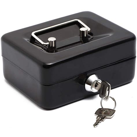 black metal cash box|metal money box with lock.